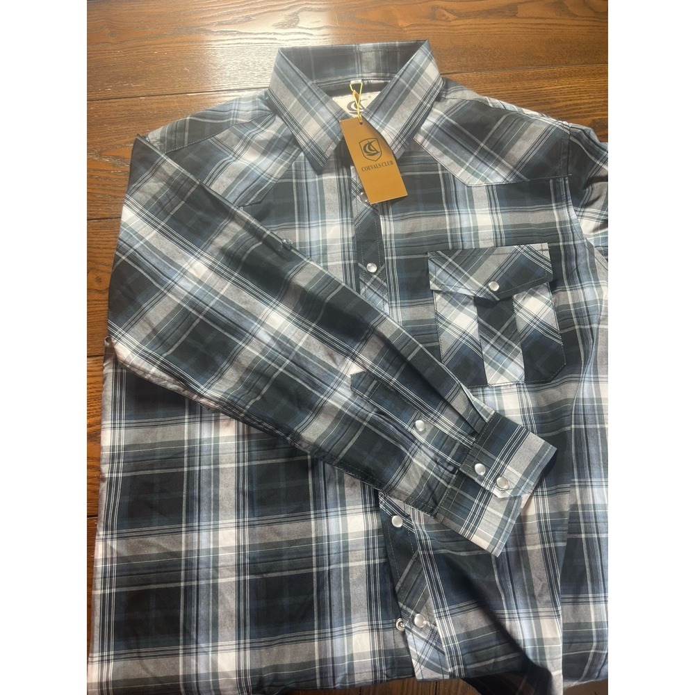 NEW Coevals Club Shirt Western Mens Size M Multicolored Plaid Pearl Snap NWT